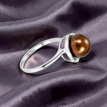 Load image into Gallery viewer, Solid Sterling Silver .925 Rhodium Finish Chocolate Freshwater Pearl Solitaire Ring