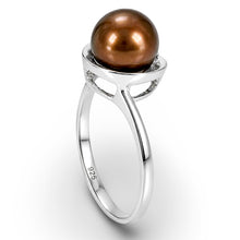 Load image into Gallery viewer, Solid Sterling Silver .925 Rhodium Finish Chocolate Freshwater Pearl Solitaire Ring