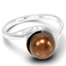 Load image into Gallery viewer, Solid Sterling Silver .925 Rhodium Finish Chocolate Freshwater Pearl Solitaire Ring