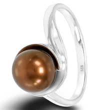Load image into Gallery viewer, Solid Sterling Silver .925 Rhodium Finish Chocolate Freshwater Pearl Solitaire Ring