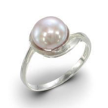 Load image into Gallery viewer, Solid Sterling Silver .925 Natural Lavender-Pink Freshwater Cultured Pearl Solitaire Ring