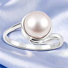 Load image into Gallery viewer, Solid Sterling Silver .925 Natural Lavender-Pink Freshwater Cultured Pearl Solitaire Ring