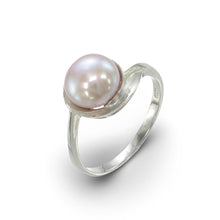 Load image into Gallery viewer, Solid Sterling Silver .925 Natural Lavender-Pink Freshwater Cultured Pearl Solitaire Ring
