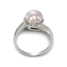Load image into Gallery viewer, Solid Sterling Silver .925 Natural Lavender-Pink Freshwater Cultured Pearl Solitaire Ring