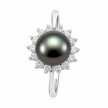 Load image into Gallery viewer, Solid Sterling Silver .925 Black-Peacock Pearl Halo Ring