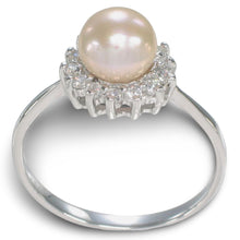 Load image into Gallery viewer, Solid Sterling Silver .925 Pink-Peach Pearl Halo Ring