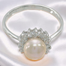 Load image into Gallery viewer, Solid Sterling Silver .925 Pink-Peach Pearl Halo Ring