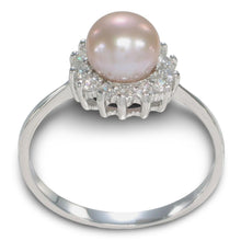 Load image into Gallery viewer, Solid Sterling Silver .925 Lavender-Pink Pearl Halo Ring