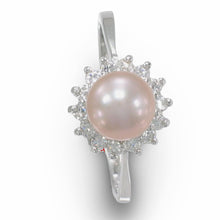 Load image into Gallery viewer, Solid Sterling Silver .925 Lavender-Pink Pearl Halo Ring