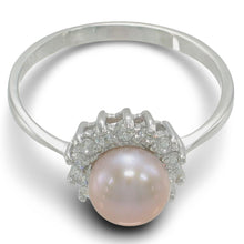 Load image into Gallery viewer, Solid Sterling Silver .925 Lavender-Pink Pearl Halo Ring