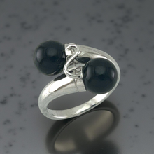 Load image into Gallery viewer, Solid Silver .925 Twin Black Onyx Cocktail Ring