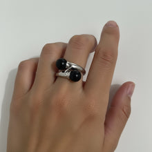 Load image into Gallery viewer, Solid Silver .925 Twin Black Onyx Cocktail Ring