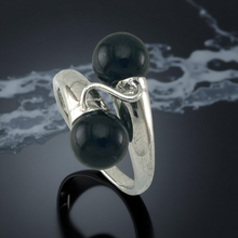 Load image into Gallery viewer, Solid Silver .925 Twin Black Onyx Cocktail Ring