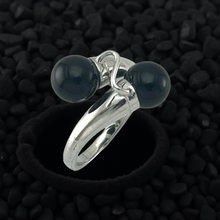 Load image into Gallery viewer, Solid Silver .925 Twin Black Onyx Cocktail Ring