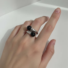 Load image into Gallery viewer, Solid Silver .925 Twin Black Onyx Cocktail Ring