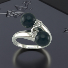 Load image into Gallery viewer, Solid Silver .925 Twin Black Onyx Cocktail Ring