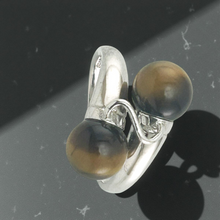 Load image into Gallery viewer, Solid Silver .925 Twin Tiger-Eye Cocktail Ring