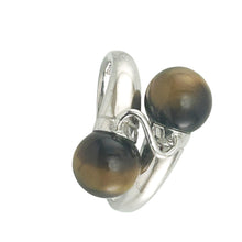 Load image into Gallery viewer, Solid Silver .925 Twin Tiger-Eye Cocktail Ring