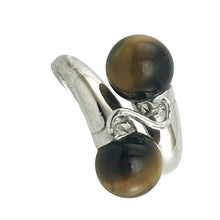 Load image into Gallery viewer, Solid Silver .925 Twin Tiger-Eye Cocktail Ring