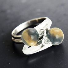 Load image into Gallery viewer, Solid Silver .925 Twin Tiger-Eye Cocktail Ring