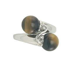 Load image into Gallery viewer, Solid Silver .925 Twin Tiger-Eye Cocktail Ring