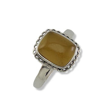 Load image into Gallery viewer, Hand Crafted Sterling Silver Yellow Agate Solitaire Ring
