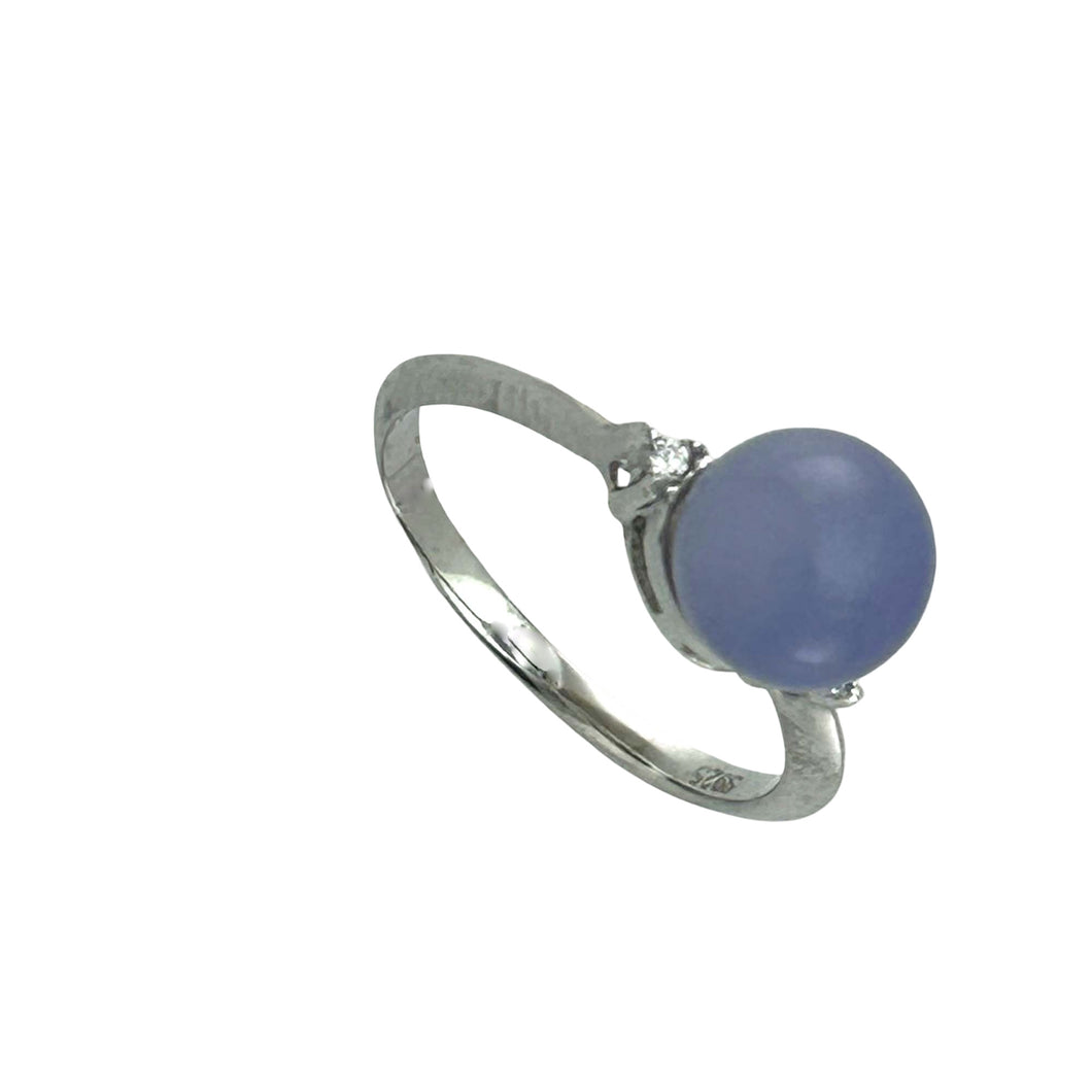 Sterling Silver Lavender Jade & CZ Accent Ring