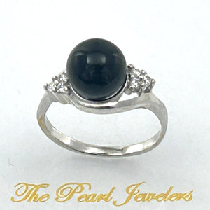 9310211 SOLID STERLING SILVER RING FEATURING GENUINE BLACK ONYX C.Z. ACCENTS