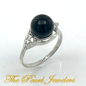 9310211 SOLID STERLING SILVER RING FEATURING GENUINE BLACK ONYX C.Z. ACCENTS