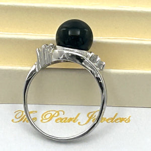 9310211 SOLID STERLING SILVER RING FEATURING GENUINE BLACK ONYX C.Z. ACCENTS