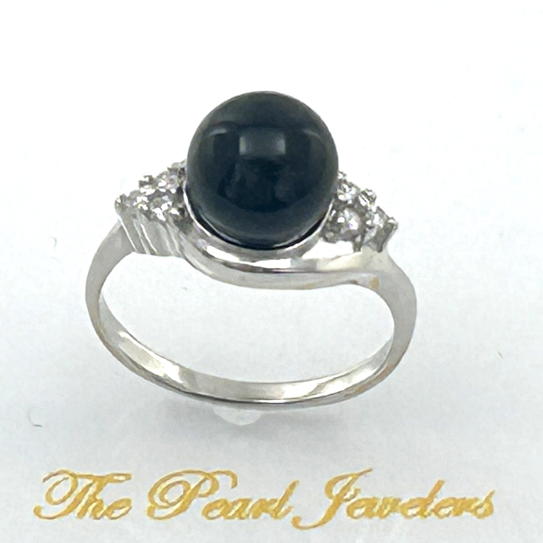 Sterling Silver Black Onyx & CZ Accent Ring