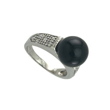 Load image into Gallery viewer, Sterling Silver Black Onyx &amp; CZ Ring