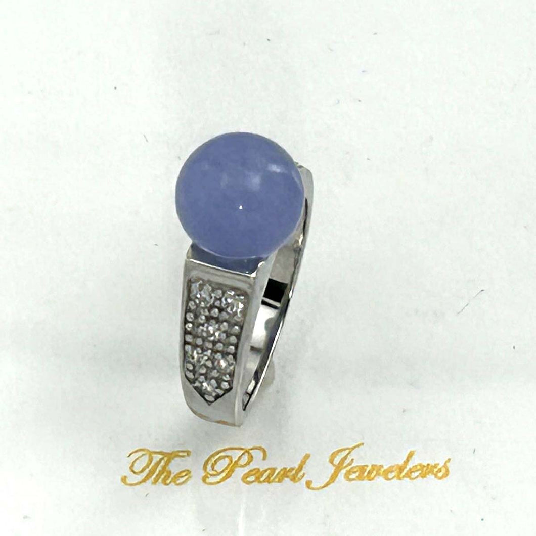 Sterling Silver Lavender Jade & CZ Ring