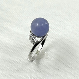 9312262 Solid Sterling Silver 925 Lavender Jade Cubic Zirconia Cocktail Rings