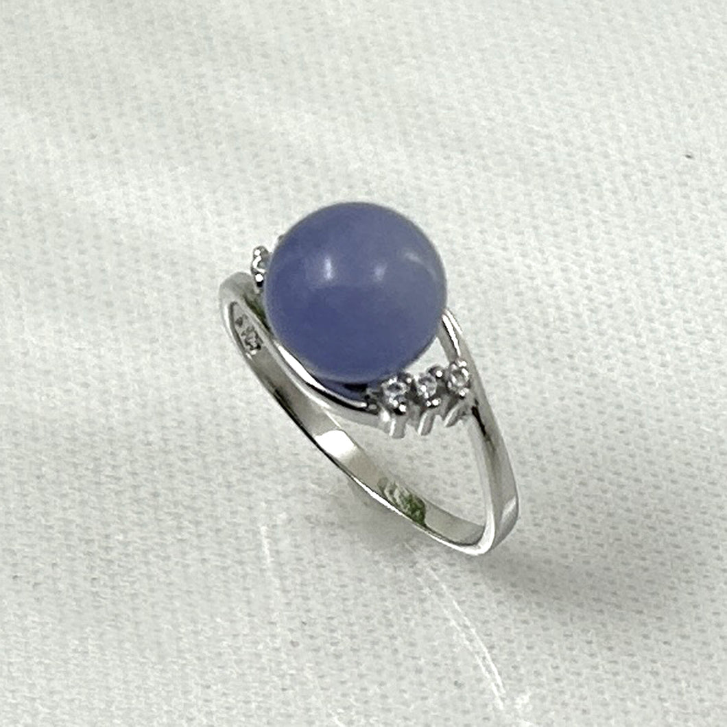 9312262 Solid Sterling Silver 925 Lavender Jade Cubic Zirconia Cocktail Rings