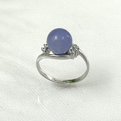 9312262 Solid Sterling Silver 925 Lavender Jade Cubic Zirconia Cocktail Rings