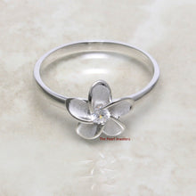 Load image into Gallery viewer, 9330040-Solid-Silver-925-Hawaiian-Plumeria-Cubic-Zirconia-Band-Ring