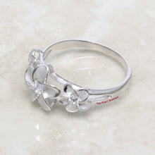 Load image into Gallery viewer, 9330060-Solid-Sterling-Silver-Hawaiian-Triple-Plumeria-Cubic-Zirconia-Ring