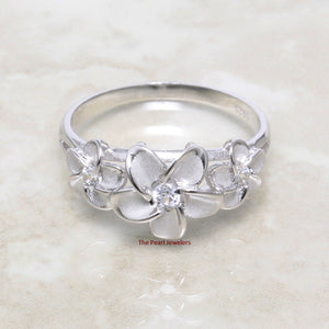 9330060-Solid-Sterling-Silver-Hawaiian-Triple-Plumeria-Cubic-Zirconia-Ring