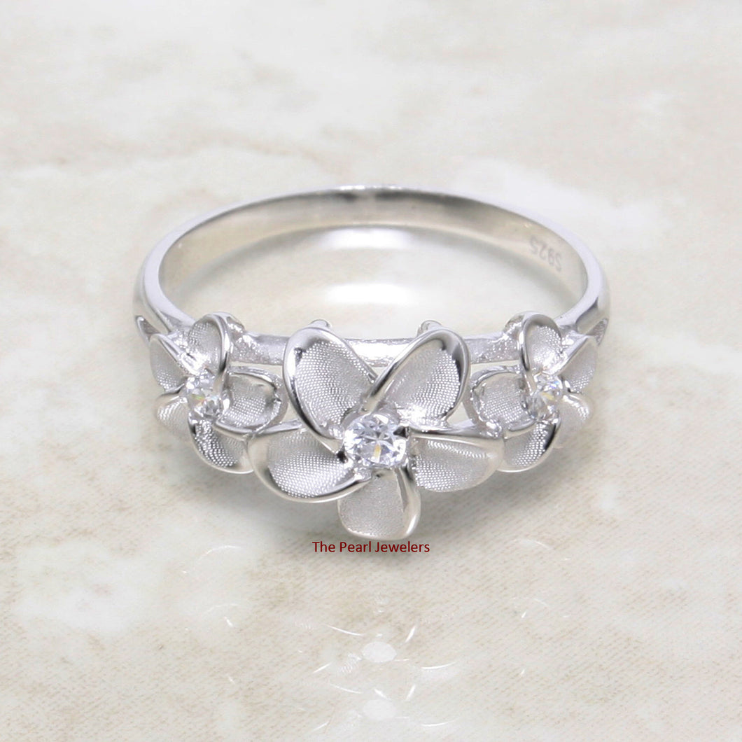 9330060-Solid-Sterling-Silver-Hawaiian-Triple-Plumeria-Cubic-Zirconia-Ring