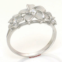 Load image into Gallery viewer, 9330060-Solid-Sterling-Silver-Hawaiian-Triple-Plumeria-Cubic-Zirconia-Ring