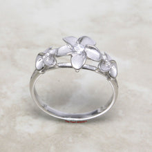 Load image into Gallery viewer, 9330060-Solid-Sterling-Silver-Hawaiian-Triple-Plumeria-Cubic-Zirconia-Ring