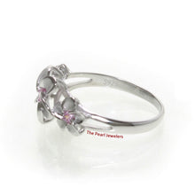 Load image into Gallery viewer, 9330062-Silver-.925-Hawaiian-Three-Plumeria-Pink-Cubic-Zirconia-Ring