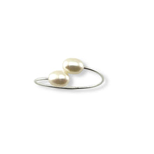Load image into Gallery viewer, Solid Sterling Silver .925 Twin White Freshwater Pearl Cocktail Ring