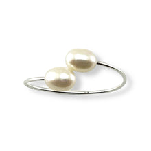 Load image into Gallery viewer, Solid Sterling Silver .925 Twin White Freshwater Pearl Cocktail Ring