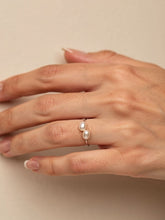 Load image into Gallery viewer, Solid Sterling Silver .925 Twin White Freshwater Pearl Cocktail Ring