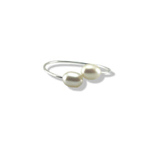 Load image into Gallery viewer, Solid Sterling Silver .925 Twin White Freshwater Pearl Cocktail Ring