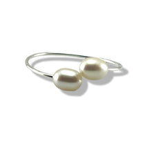 Load image into Gallery viewer, Solid Sterling Silver .925 Twin White Freshwater Pearl Cocktail Ring