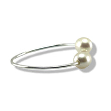 Load image into Gallery viewer, Solid Sterling Silver .925 Twin White Freshwater Pearl Cocktail Ring