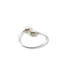 Load image into Gallery viewer, Solid Sterling Silver .925 Twin White Freshwater Pearl Cocktail Ring